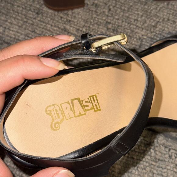 Brash Chunky Platform Heel Sandals Women's 7.5 Black Brown Ankle Straps Shoes - Picture 5 of 8